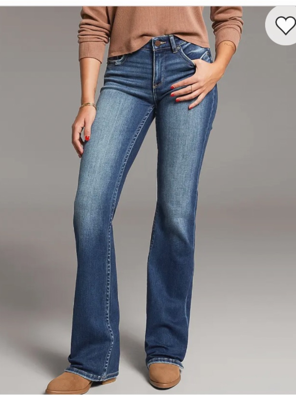 BKE Women's bootcut Jeans - Mid Blue Wash